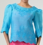 Women's Kimona blouse Turquoise Blue Jusi fabric 100792 Turquoise Women's Kimona blouse Turquoise Blue Jusi fabric 100792 Turquoise